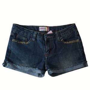 Demonia Blue Denim Shorts with Gold Stud Detail – Size L